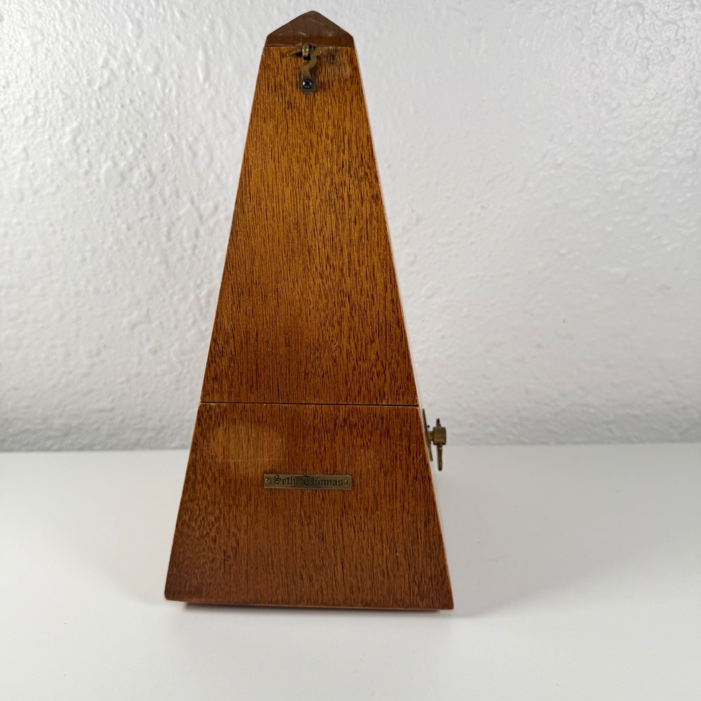 Seth Thomas Vintage Wood Metronome de Maelzel Mechanical Wind Up Music Timer